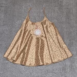 Umgee Leopard Print Satin Cami Women Oversized Small Flowy Boho Festival Tank